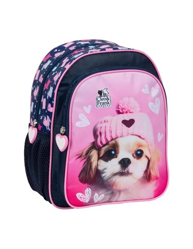Ghiozdan gradinita cu 2 fermoare Derform Cleo&Frank 42, Motiv cute dog
