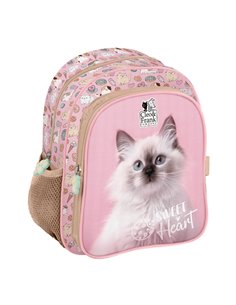 Ghiozdan gradinita cu 2 fermoare Derform Cleo&Frank 42, Motiv sweet heart