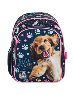 Ghiozdan gradinita cu 2 fermoare Derform Cleo&Frank 44, Motiv best friend (Dog) 2