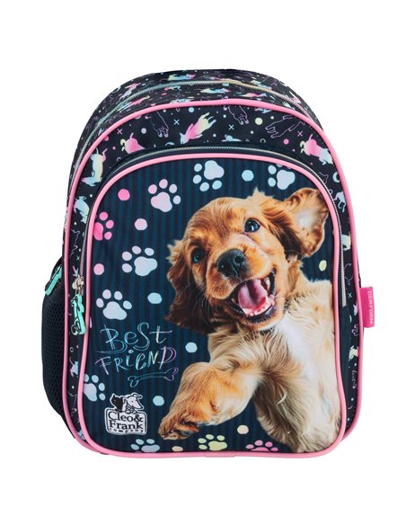 Ghiozdan gradinita cu 2 fermoare Derform Cleo&Frank 44, Motiv best friend (Dog)