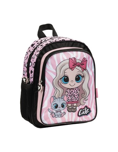 Ghiozdan gradinita cu 2 fermoare Derform PL11BF10, Motiv best friends 10