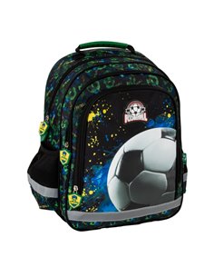 Ghiozdan scoala Derform PL15BPI20, 3 fermoare, 38 x 28 x 16 cm, Motiv football