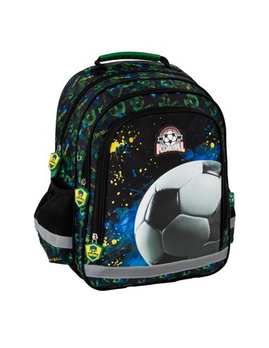 Ghiozdan scoala Derform PL15BPI20, 3 fermoare, 38 x 28 x 16 cm, Motiv football