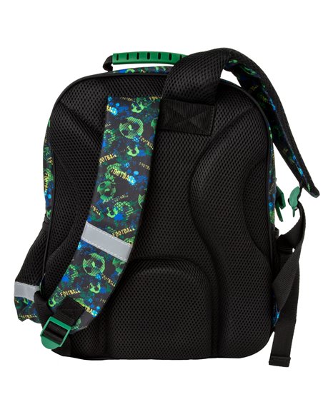 Ghiozdan scoala Derform PL15BPI20, 3 fermoare, 38 x 28 x 16 cm, Motiv football