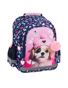 Ghiozdan scoala Derform Cleo&Frank PL15BCF42, 3 fermoare, 38 x 28 x 18 cm, Motiv sweet heart