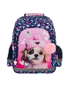 Ghiozdan scoala Derform Cleo&Frank PL15BCF42, 3 fermoare, 38 x 28 x 18 cm, Motiv sweet heart 2