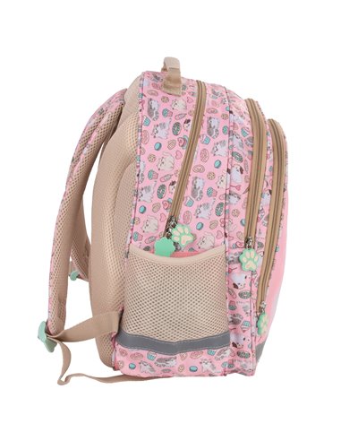 Ghiozdan scoala Derform Cleo&Frank PL15BCF45, 3 fermoare, 38 x 28 x 16 cm, Sweet heart