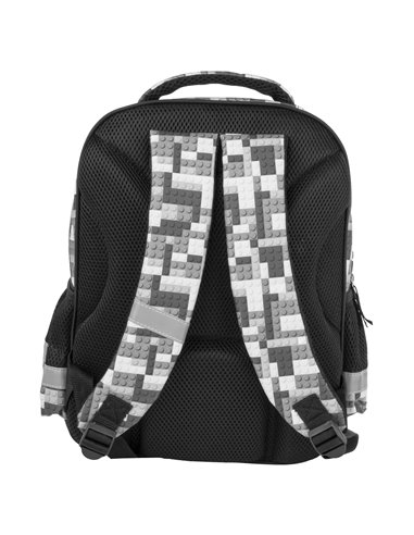 Ghiozdan scoala Derform BackUP, 3 fermoare, 38 x 28 x 16 cm, Motiv Pixel Blocks