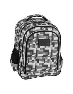 Ghiozdan scoala Derform BackUP, 3 fermoare, 38 x 28 x 16 cm, Motiv Pixel Blocks