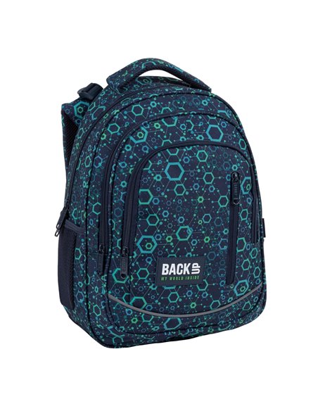 Ghiozdan scoala Derform BackUP PLB4R96, 4 fermoare, 39x27x20 cm, Geometric