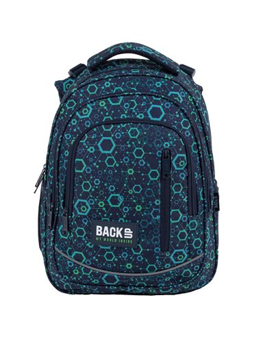 Ghiozdan scoala Derform BackUP PLB4R96, 4 fermoare, 39x27x20 cm, Geometric