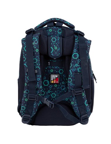 Ghiozdan scoala Derform BackUP PLB4R96, 4 fermoare, 39x27x20 cm, Geometric