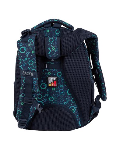 Ghiozdan scoala Derform BackUP PLB4R96, 4 fermoare, 39x27x20 cm, Geometric