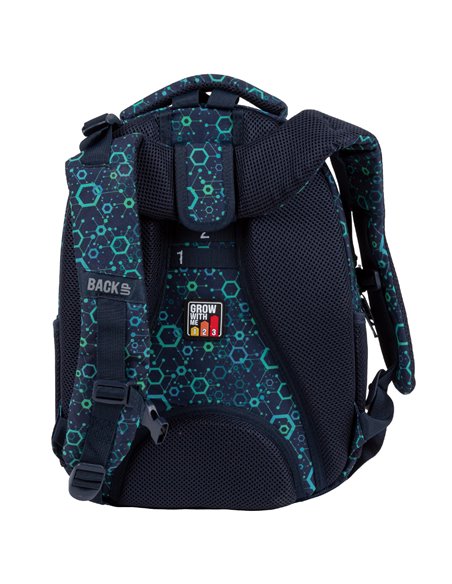 Ghiozdan scoala Derform BackUP PLB4R96, 4 fermoare, 39x27x20 cm, Geometric