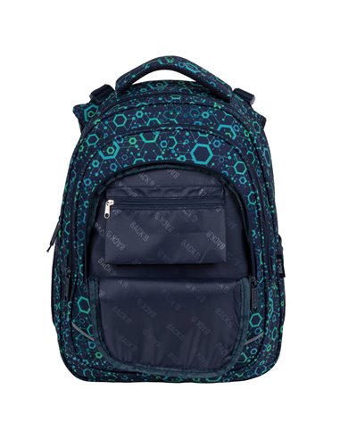 Ghiozdan scoala Derform BackUP PLB4R96, 4 fermoare, 39x27x20 cm, Geometric