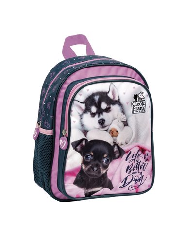 Ghiozdan gradinita cu 2 fermoare Derform Cleo&Frank PL11CF38, Cute dogs