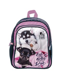 Ghiozdan gradinita cu 2 fermoare Derform Cleo&Frank PL11CF38, Cute dogs 2