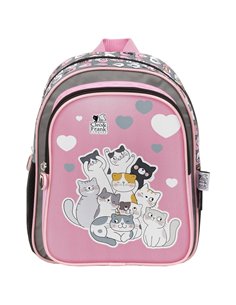 Ghiozdan gradinita cu 2 fermoare Derform Cleo&Frank PL11CF39, Motiv cats 2