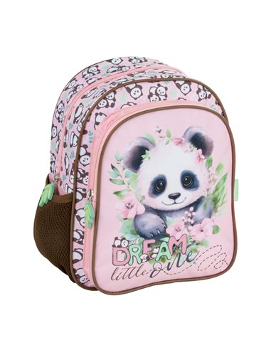 Ghiozdan gradinita cu 2 fermoare Derform PL11PA10, Motiv panda