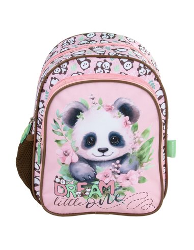 Ghiozdan gradinita cu 2 fermoare Derform PL11PA10, Motiv panda