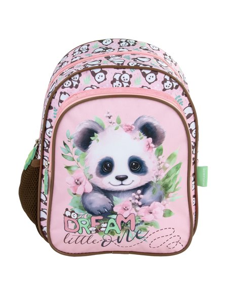 Ghiozdan gradinita cu 2 fermoare Derform PL11PA10, Motiv panda