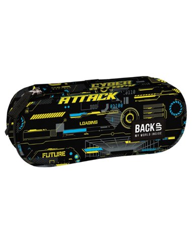 Penar etui cu 1 fermoar si o clapa interioara Derform BackUP PB7A50, Motiv cyber attack