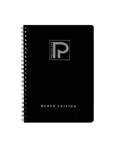 Caiet A5 cu spira Paperland, 96 file, 70g/mp, dictando, coperta carton, Black edition