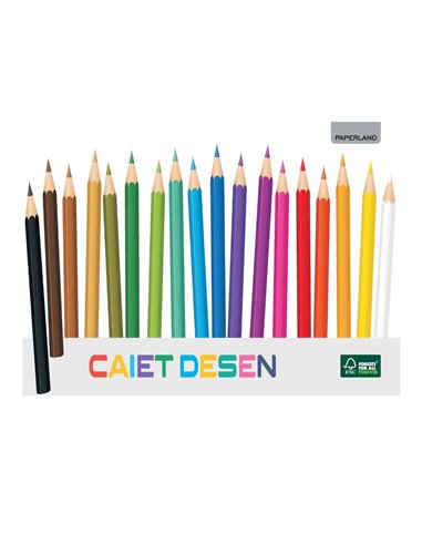Caiet desen A4 Paperland, 24 file, 70g/mp, orizontal (landscape), coperta carton
