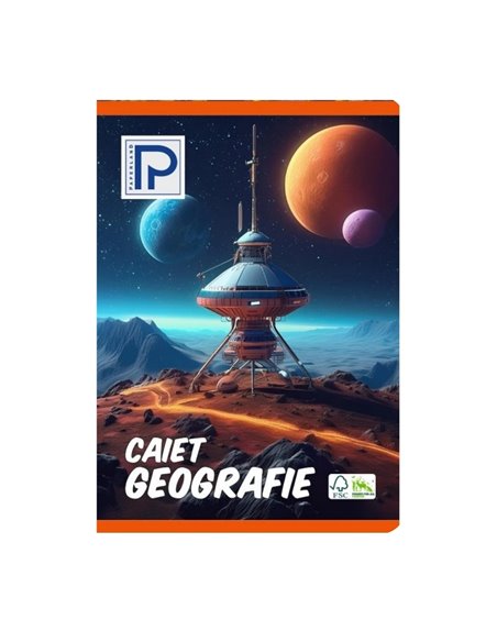 Caiet geografie A4 Paperland, 24 file, vertical (portrait), coperta lucioasa