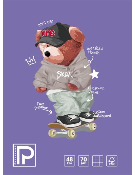 Caiet A5 Paperland, 48 file, 70g/mp, matematica, coperta lucioasa, Diverse modele
