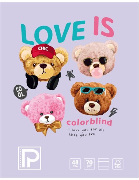 Caiet A5 Paperland, 48 file, 70g/mp, dictando, coperta lucioasa, Diverse modele