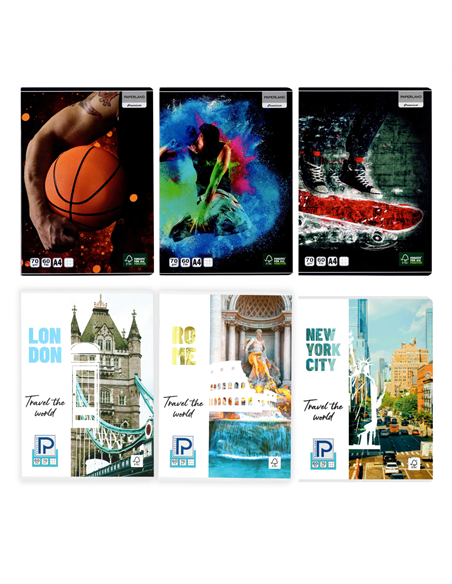 Caiet A4 Paperland, 60 file, 70g/mp, matematica, coperta lucioasa, Diverse modele