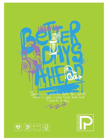 Caiet A4 Paperland, 60 file, 70g/mp, dictando, coperta lucioasa, Motiv steps