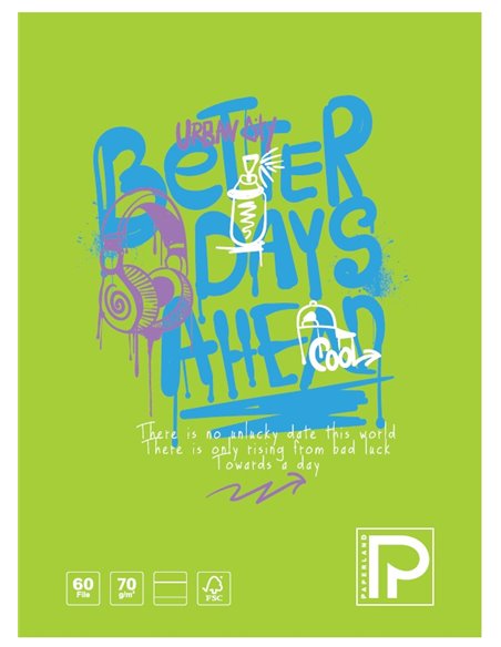 Caiet A4 Paperland, 60 file, 70g/mp, dictando, coperta lucioasa, Motiv steps