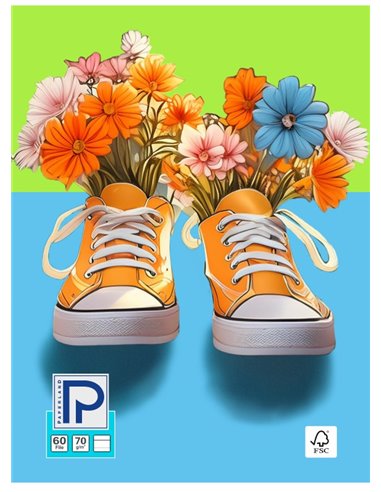 Caiet A4 Paperland, 60 file, 70g/mp, dictando, coperta lucioasa, Motiv steps