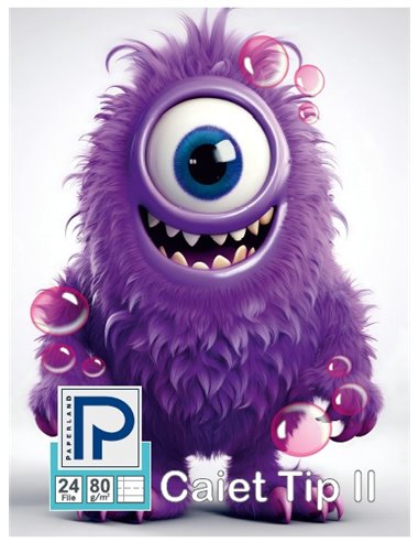 Caiet tip 2 Paperland, 24 file, 80g/mp, coperta lucioasa, Diverse modele