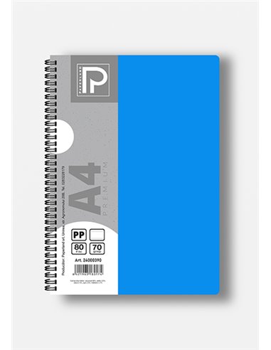 Caiet A4 cu spira Paperland, 80 file, 70g/mp, dictando, coperta plastic, Diverse culori