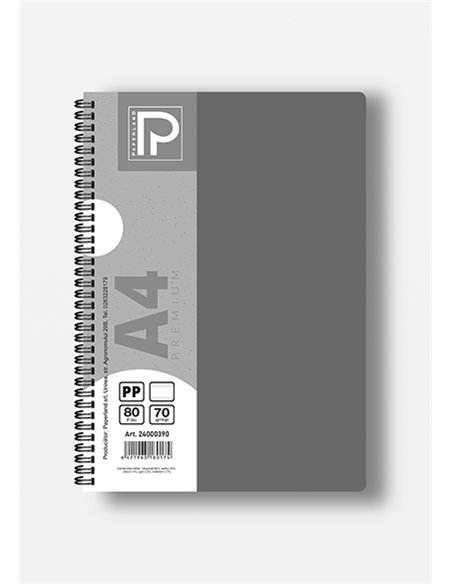 Caiet A4 cu spira Paperland, 80 file, 70g/mp, dictando, coperta plastic, Diverse culori