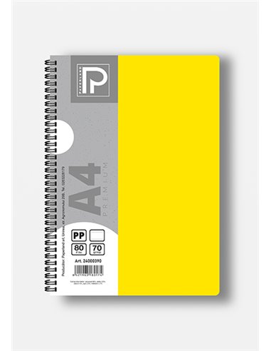 Caiet A4 cu spira Paperland, 80 file, 70g/mp, dictando, coperta plastic, Diverse culori