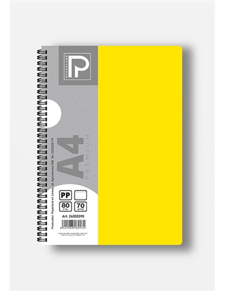 Caiet A4 cu spira Paperland, 80 file, 70g/mp, dictando, coperta plastic, Diverse culori