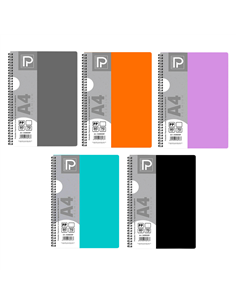 Caiet A4 cu spira Paperland, 80 file, 70g/mp, matematica, coperta plastic, Diverse culori