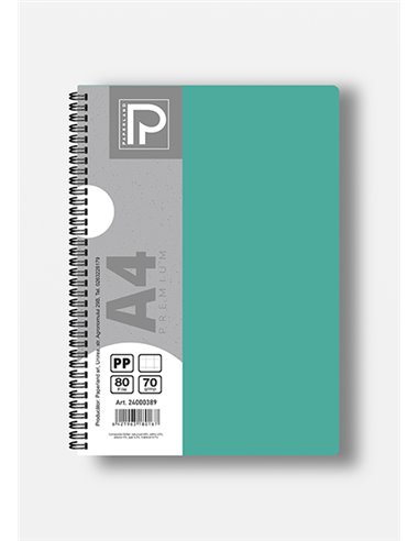 Caiet A4 cu spira Paperland, 80 file, 70g/mp, matematica, coperta plastic, Diverse culori