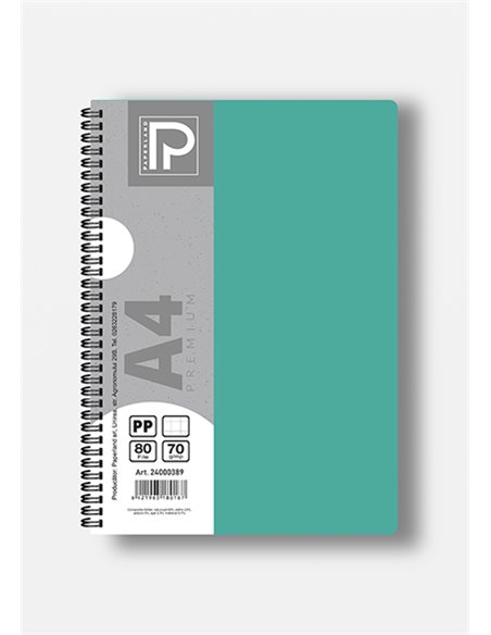 Caiet A4 cu spira Paperland, 80 file, 70g/mp, matematica, coperta plastic, Diverse culori