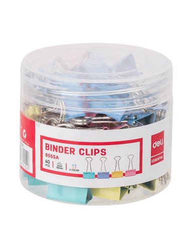 Clips hartie color Deli DLE8555A, 19 mm, 40 buc/cutie plastic