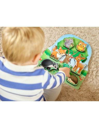 OR134-MG,Joc Educativ Puzzle Cu Piese De Lemn - In Padure