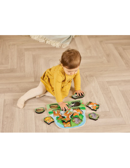 OR134-MG,Joc Educativ Puzzle Cu Piese De Lemn - In Padure