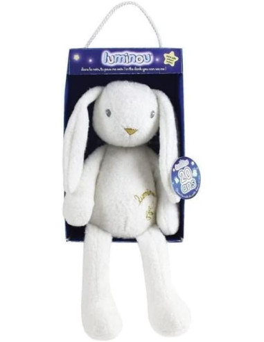 JE040743-MG,Jucarie Plus Jemini Fosforescenta 30cm Iepure Luminou Alb