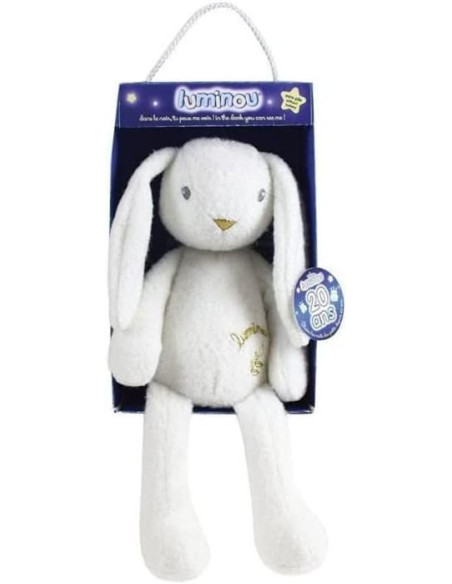 JE040743-MG,Jucarie Plus Jemini Fosforescenta 30cm Iepure Luminou Alb