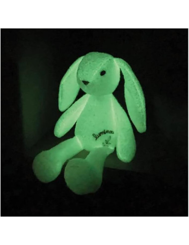JE040743-MG,Jucarie Plus Jemini Fosforescenta 30cm Iepure Luminou Alb
