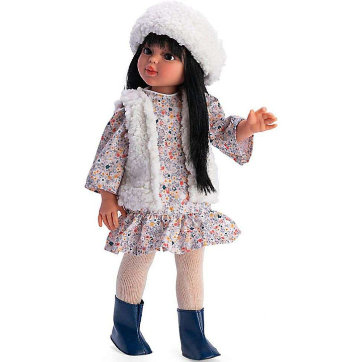 AS0516340-MG,Papusa Sabrina Bruneta cu Vesta si Caciulita Alba 40cm